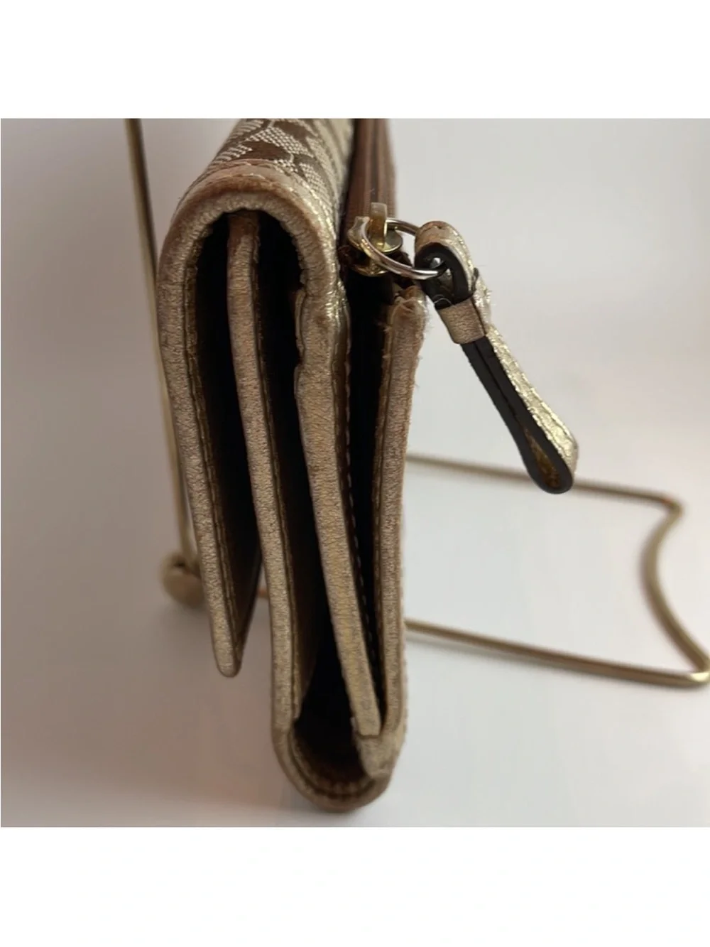 Coach Signature C Gold Canvas & Leather Wallet